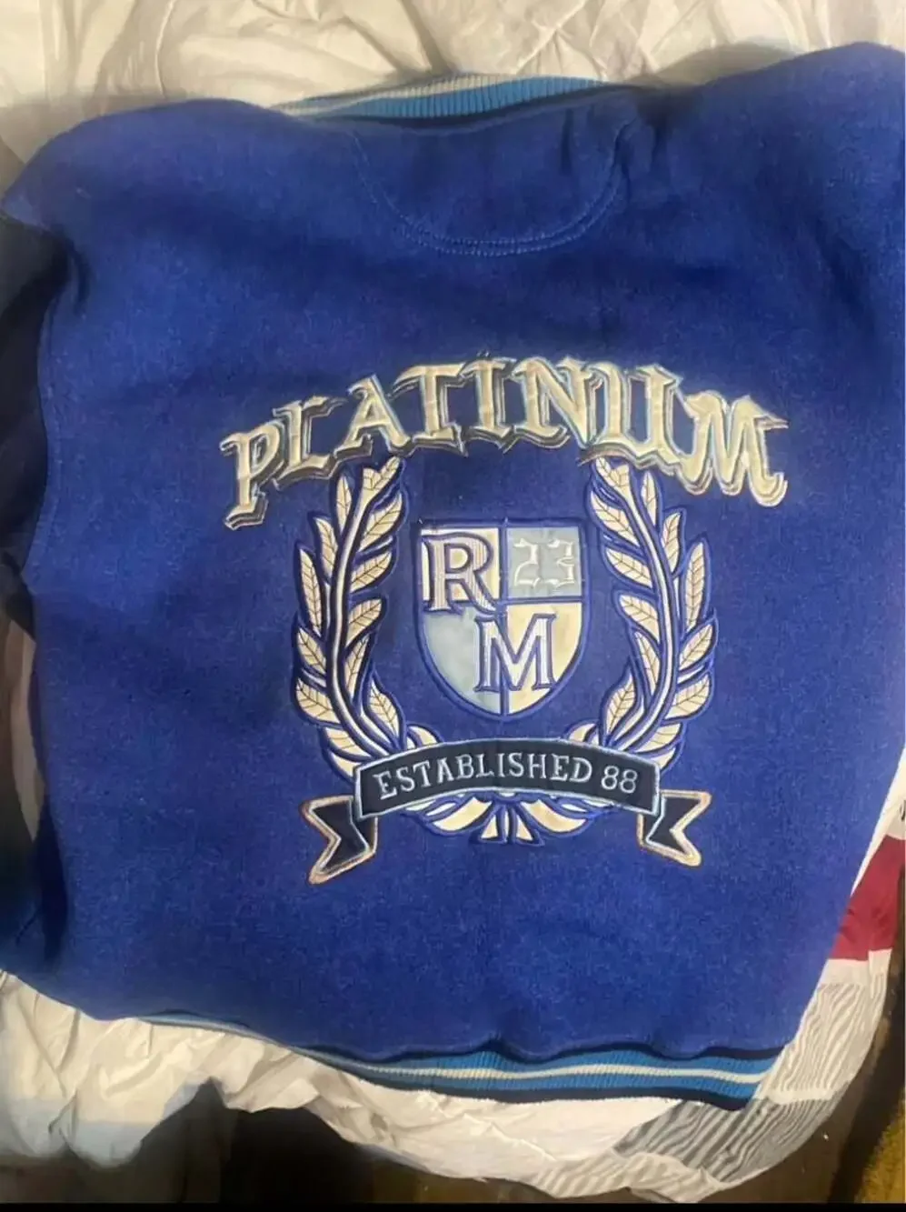 RM Varsity Denim Jacket Blue and Black